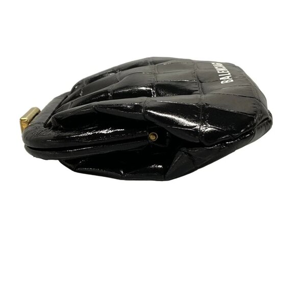 Auth BALENCIAGA Cloud Coin Purse 618915 Black Leather Coin Case - Picture 8 of 10